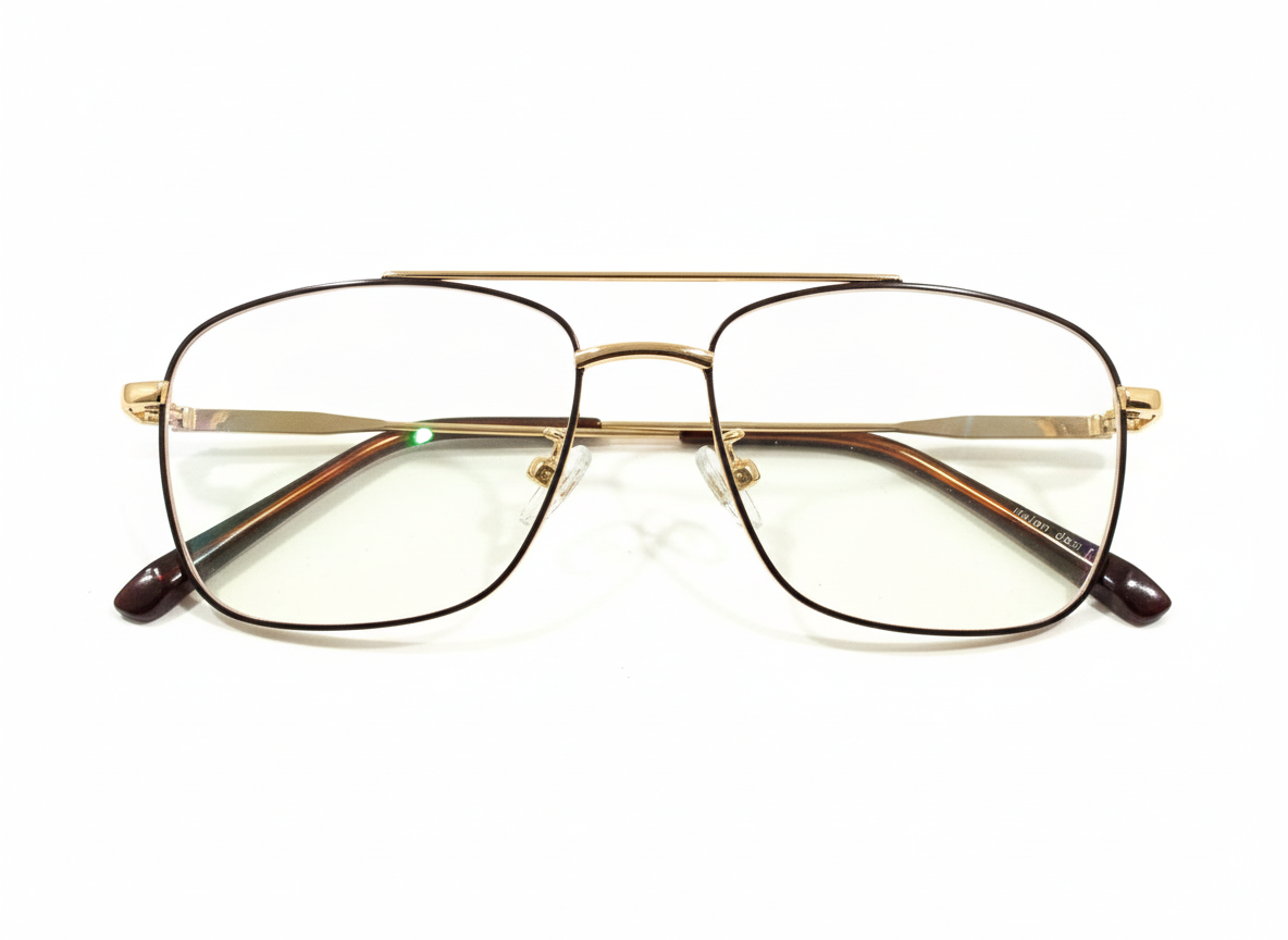 Eyezaar Premium Gold & Brown Metal Glasses for Men & Women | Model: EYEZAAR-0012