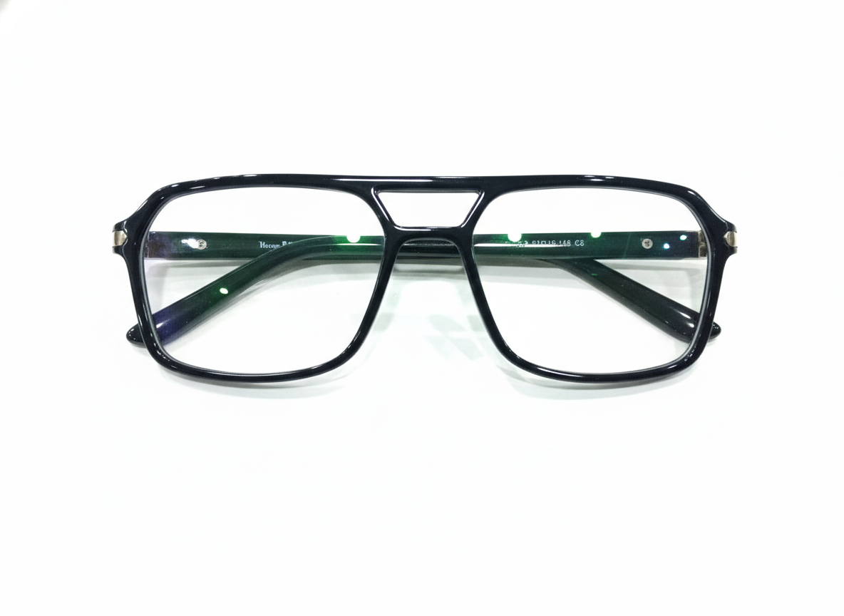 Eyezaar Classic Black Rectangular Glasses for Men & Women | Model: EYEZAAR-0015