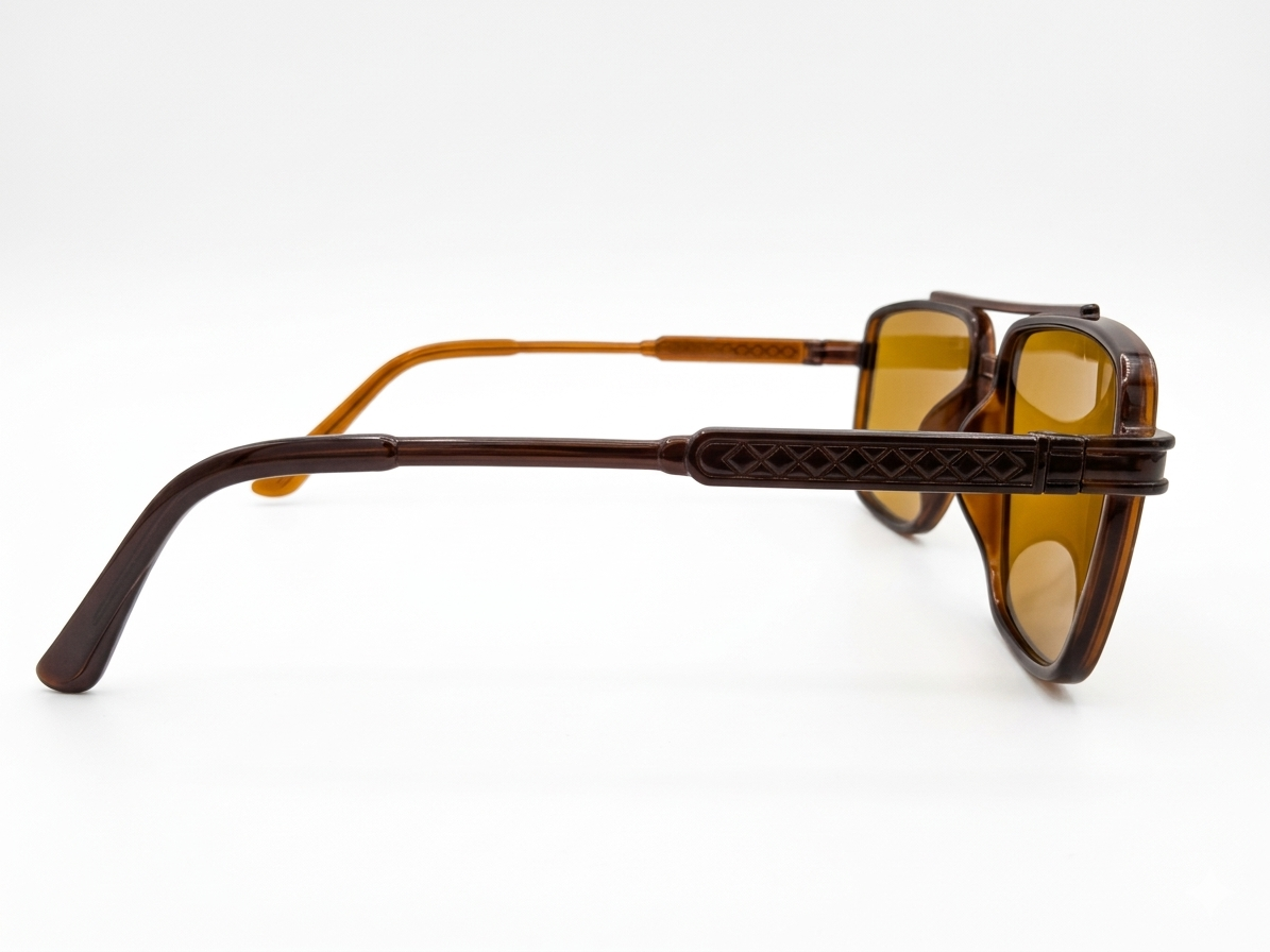 Eyezaar Vintage Brown Square Sunglasses with Amber Lenses for Men & Women | Model: EYEZAAR-0021